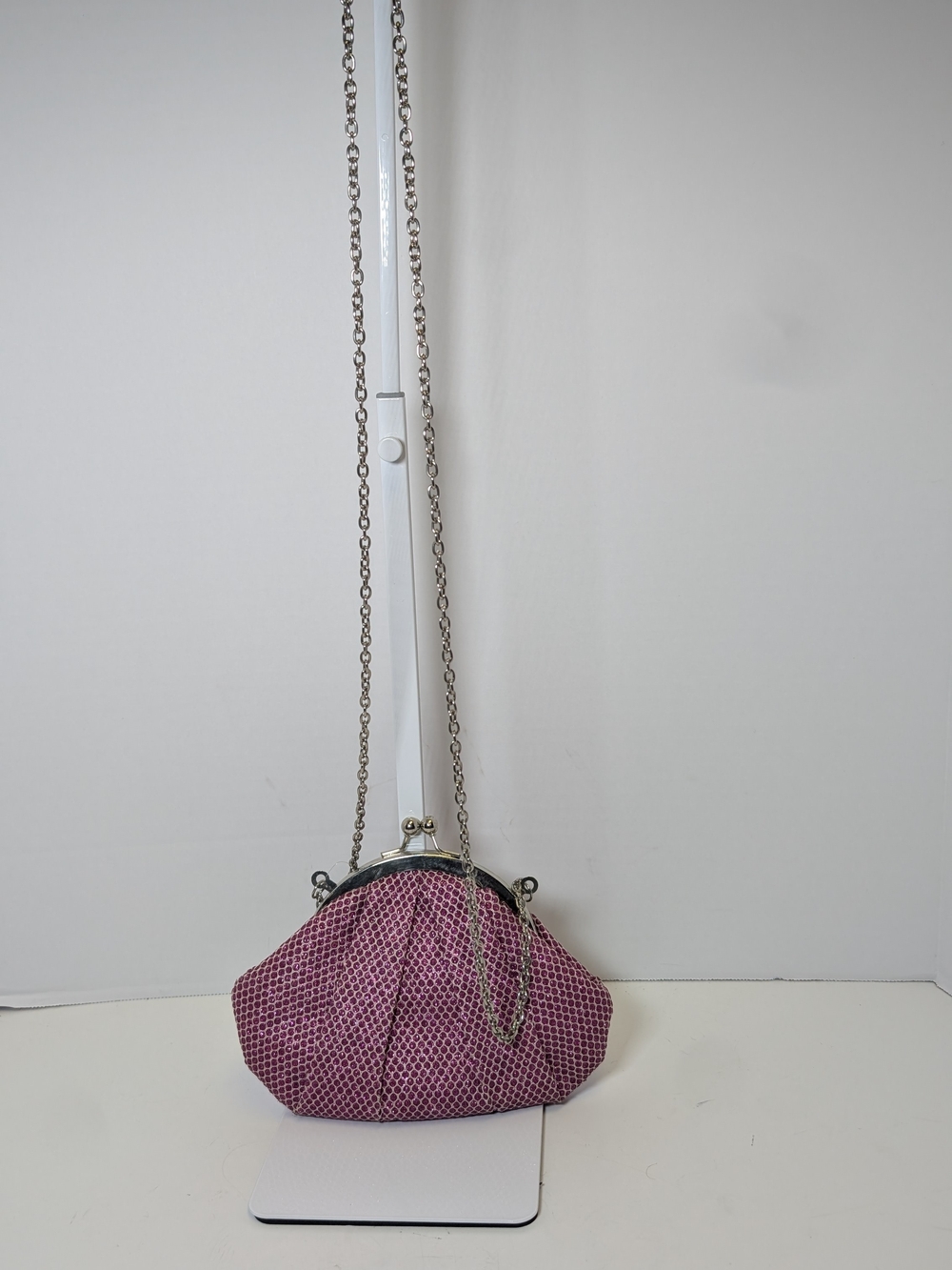 Claire's Pink Beaded Chain-Handle Evening Clutch